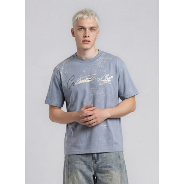 Lightwashed T-Shirt Semioversized 100% Cotton with Strass